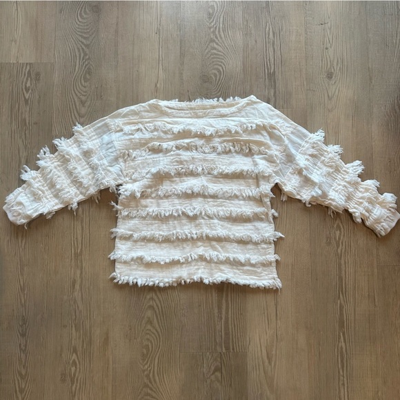 Ulla Johnson Frayed Fringe Cotton Voile Layered ivory white Top sz 0 Womens - Picture 3 of 8